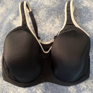 SYROKAN Black Sports Bra with White Contrast Trim Size 34G